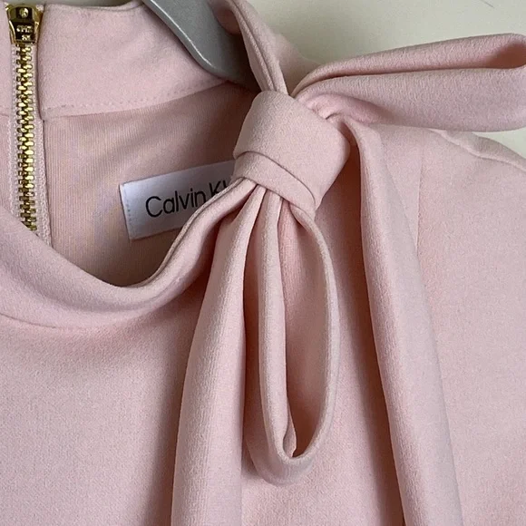 NWT Calvin Klein Women's Sleeveless Seamed Sheath With Tie Neck Pink Size 8 - Picture 7 of 16